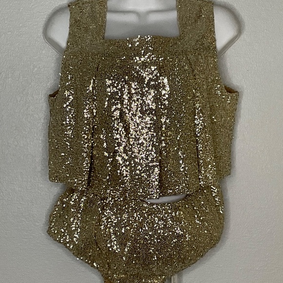 Lolli sequin two piece bloomer bottom shorts and top Size M - Picture 2 of 9